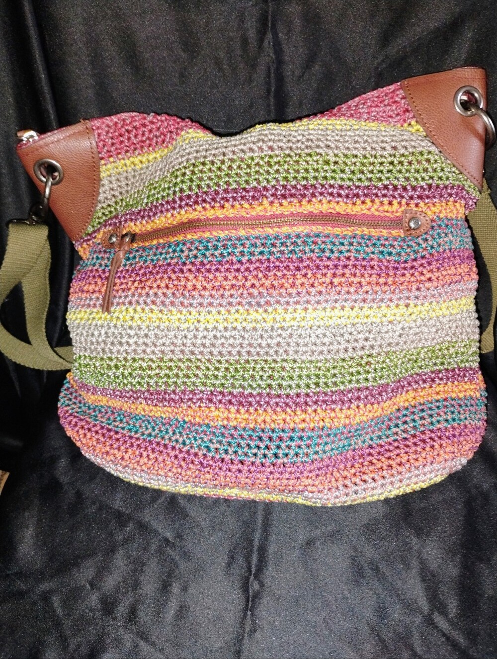 The Sak Multicolor Striped Crochet Crossbody Bag